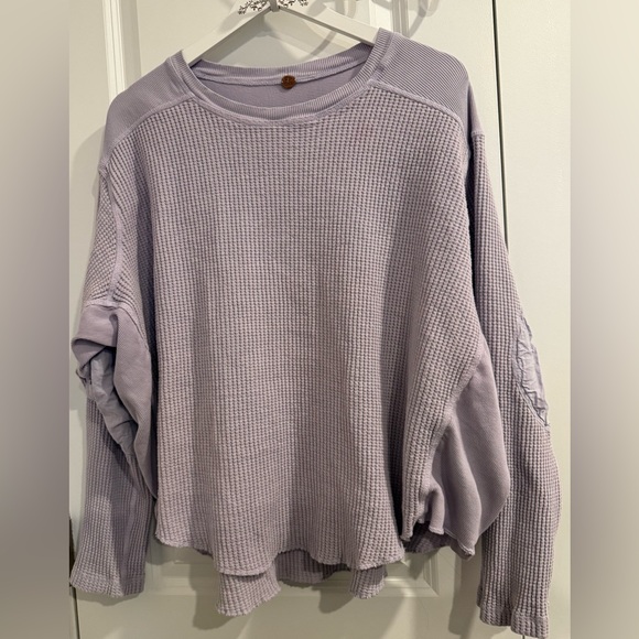 Free People FP One Blake Thermal Purple Oversized Bohemian Boho Layering  Large - Picture 4 of 13